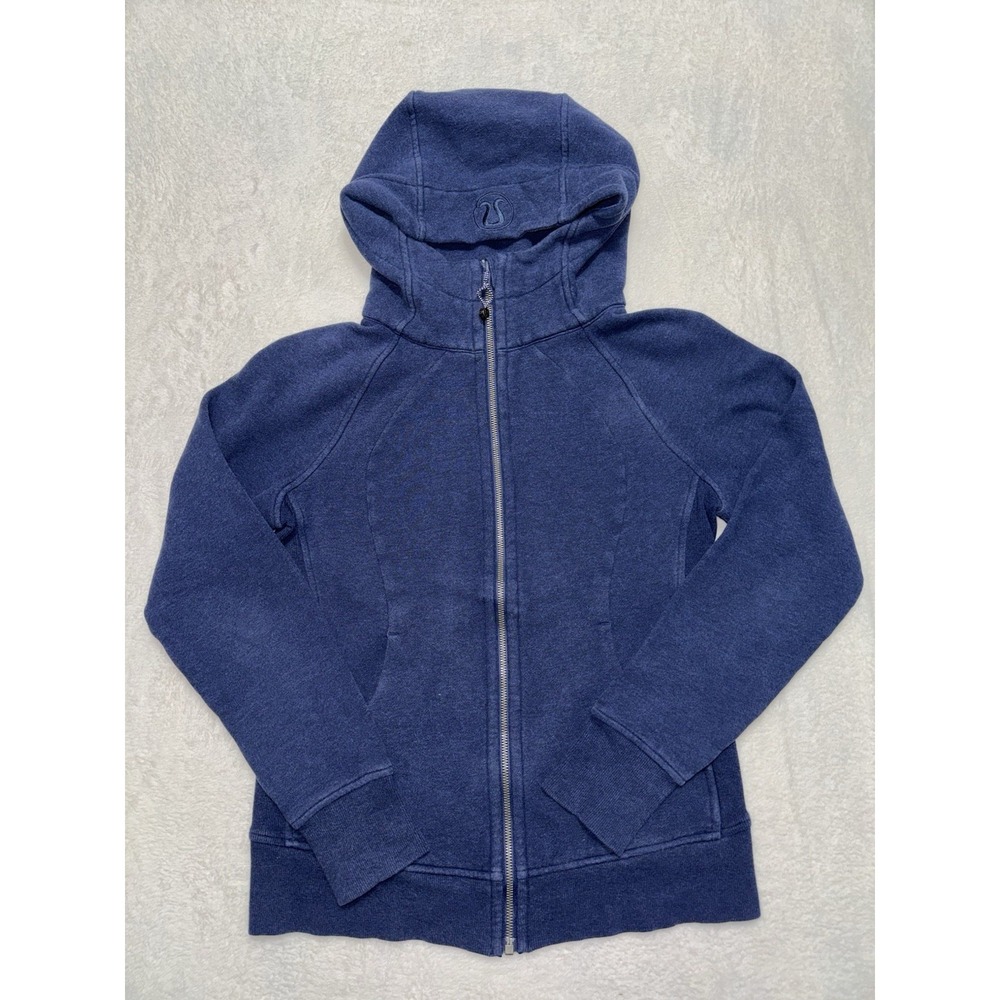 Lululemon Women's Scuba Hoodie Full Zip Dark Blue Yoga pocket stretch Size 8